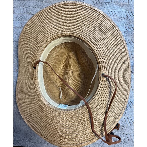 Wide-Brimmed Straw Hat With Adjustable Chin Strap For Sun Protection - Picture 2 of 5